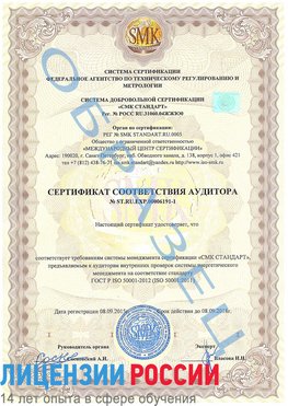 Образец сертификата соответствия аудитора №ST.RU.EXP.00006191-1 Волоколамск Сертификат ISO 50001